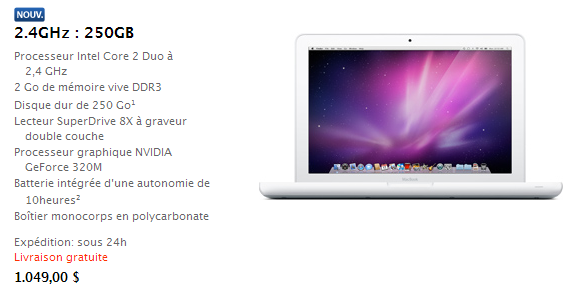 Nouveau MacBook sur l’Apple Store