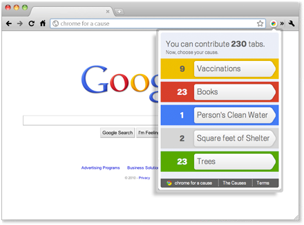 Donnez à des causes charitables grâce à « Chrome for a Cause »